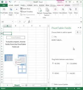 How to count the number of occurrences in a list with a pivot table in Excel : Blank pivot table