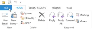 How to export email addresses in MS Outlook : Microsoft Outlook FILE menu
