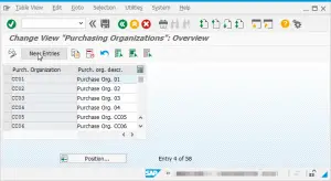 SAP How to create or maintain a Purchasing Organization : Existing purchasing organizations list