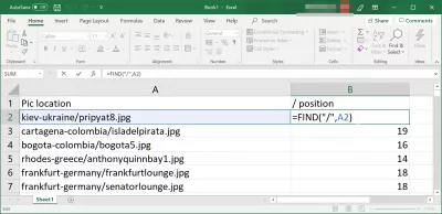 MSExcel: How to find the position of a character in a string? : Finding the position of a character in a string using function “FIND”