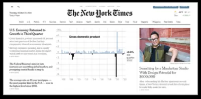 Comment trouver des sujets d'articles ? : Page d'accueil du journal New York Times sur Internet avec toutes les actualités dans le monde