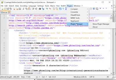 How to add back the Notepad++ missing plugin manager? : Plugin manager plugin accessible in Notepad++ plugins menus