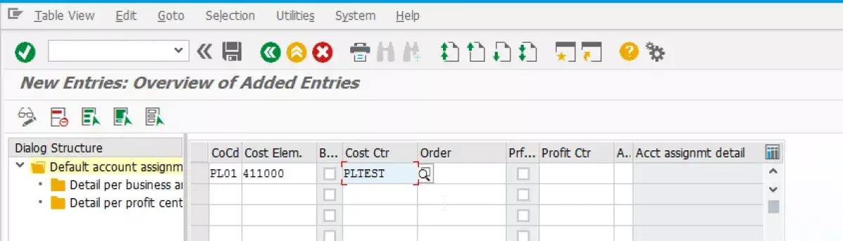 account assignment requires co object