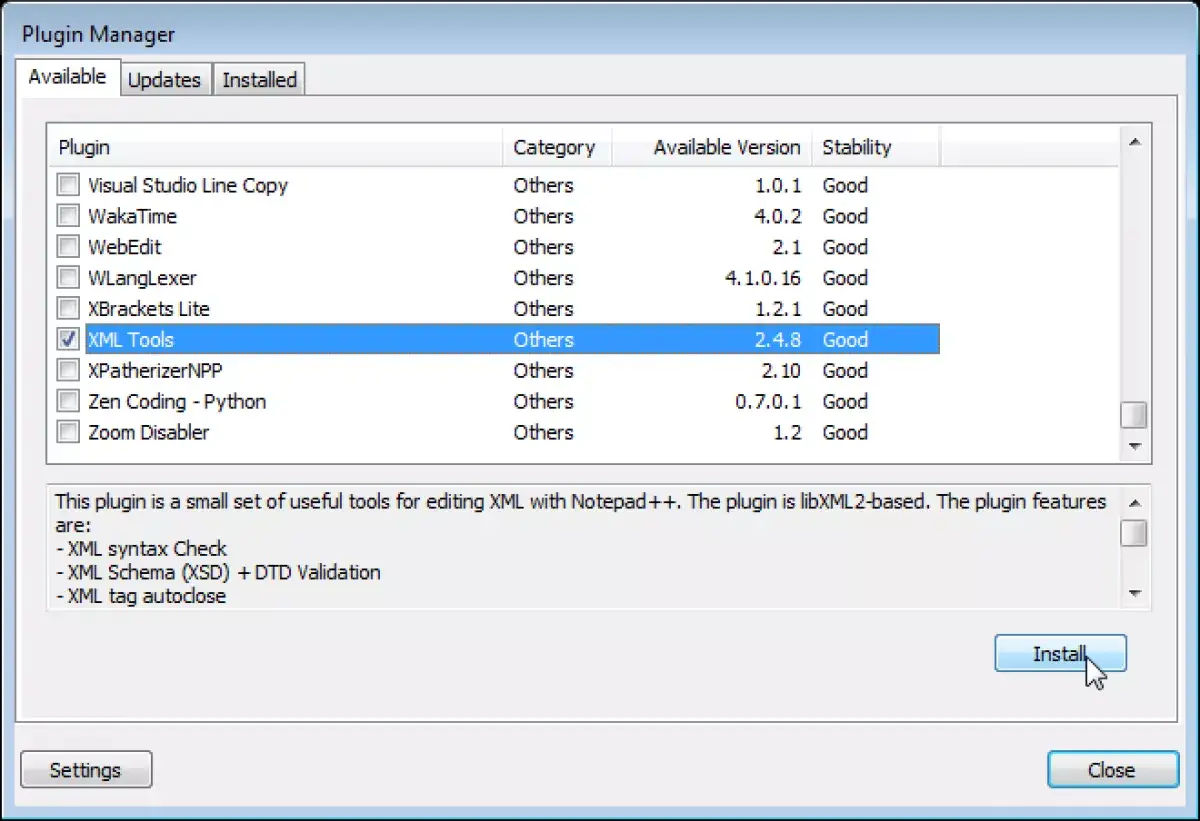 XML Notepad. Сочетание клавиш для открытия Notepad. XML сохранить в Notepad. Xml plugin