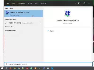 DLNA server on Windows 10: media streaming to SmartShare TV : Media streaming options on Windows 10