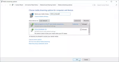 DLNA server on Windows 10: media streaming to SmartShare TV : Media streaming options for computers and devices