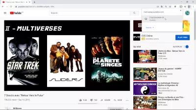 Serveur DLNA sur Windows 10: streaming multimédia sur SmartShare TV : Diffuser l'option YouTube sur TV dans Chrome