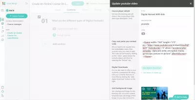 How To Create An Online Course On LearnWorlds? : Using a YouTube video in an online course