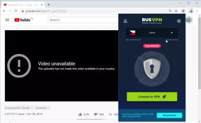 Desplazarse por error de YouTube El usuario que subió el video no ha puesto a disposición este video en su país : Navegador Chrome desprotegido RusVPN