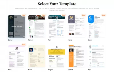 VisualCV รีวิว : การเลือกแม่แบบ CV บน VisualCV