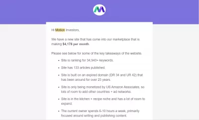 MotionInvest Review: Buy and Sell Websites : MotionInvest newsletter with sites to buy