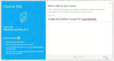 Cum să creați un curs online pe LearnWorlds? : Introducerea unui nume de curs SEO friendly
