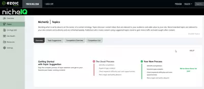 Nicheiq Review: Como encontrar sugestões de tópicos (gratuitos) para novos artigos? : Guia Visão geral