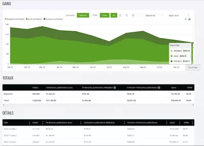 Découvrez comment en décembre 2022, nous avons gagné 1512,89 $ de revenus passifs avec EzoicAds Premium et 6,97 $ EPMV ! : Évolution des revenus des publicités display de YB Digital avec EZOICADS de janvier 2022 à décembre 2022