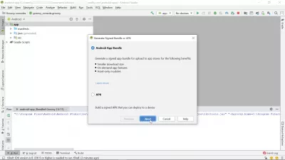 كيفية جعل APK من Android Studio؟ توليد حزمة موقعة : حدد حزمة تطبيق Android أو APK