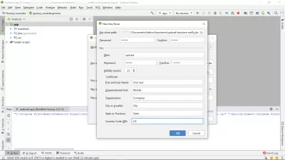 كيفية جعل APK من Android Studio؟ توليد حزمة موقعة : قم بإنشاء kew جديدة في متجر مفاتيح Android Studio