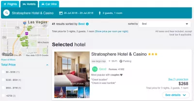 Kako uspoređivati ​​cijene leta i hotela - Pronađite najbolje ponude : Skyscanner - hotel Las Vegas 2 osoba 3 noći