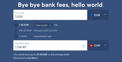 WISE internationale app voor geldoverdracht : Goedkoopste internationale geldoverdracht van euro naar Zwitserse frank EUR naar CHF