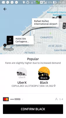 Kā Uber dalās ar manu ceļojuma statusu : Pasūtot braucienu uz Uber mobilo lietotni, lai dalītos ar draugiem