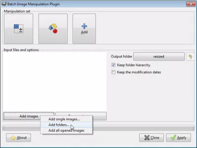 GIMP: Batch Resize Multiple Images : Add file folder images