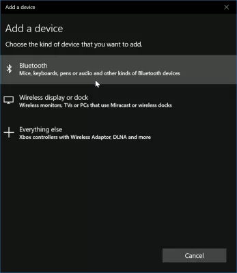 Paano malulutas ang Bluetooth na ipinares ngunit hindi konektado sa Windows 10? : Magdagdag ng isang aparato na menu ng Windows Bluetooth