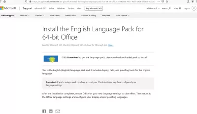 Kako promijeniti jezik sučelja u sustavu Microsoft Office? : Microsoft Office Language Pack Download - Engleski jezik paket za 64-bitni uredski apartman