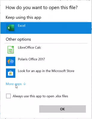 How To Change Windows 10 File Associations? : Selecting the default app to use and setting it as default application for .xls files