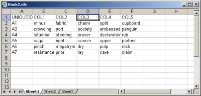 How to compare 2 CSV files with MS Access : Fig 2 : Second Excel table to be compared 