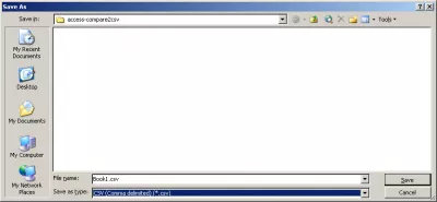 Kako uporediti 2 CSV datoteke sa MS Access-om : Slika 3: Sačuvaj prvu datoteku kao CSV