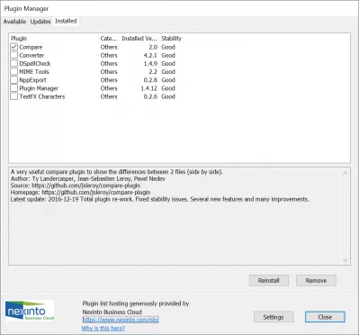 How to compare two files in Notepad++? : Compare plugin installed in Notepad++ with Plugin manager