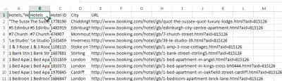 Vložte súbor CSV do programu Excel : Výsledok po formátovaní súboru CSV do buniek tabuľkových procesorov programu Excel