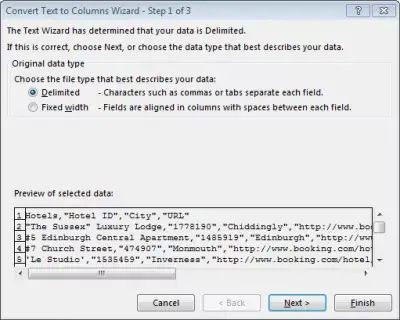 Fügen Sie CSV in Excel ein : Schritt 1 Wählen Sie Getrennter Datentyp