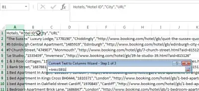 Coller CSV dans Excel : Sélectionnez une cellule vide