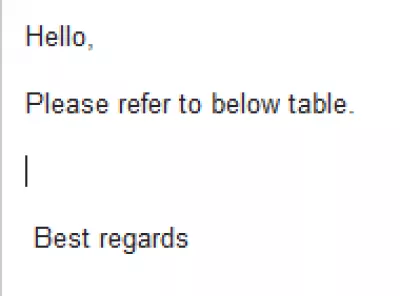 Comment supprimer une table dans Gmail : Table supprimée en ajoutant du texte avant et après la table, en sélectionnant du texte tout en appuyant sur la touche Maj et en supprimant