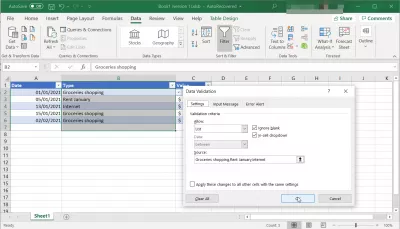 Excel: Use Table As Data Validation List Drop-Down : Creating a custom validation list by direct input