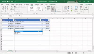 Excel: Gunakan Tabel Sebagai Drop-Down Daftar Validasi Data : Daftar validasi drop-down nilai yang diizinkan