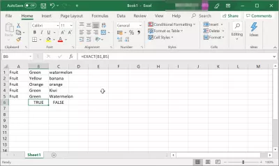 Jak prawidłowo korzystać z funkcji Excel String Compare? : Dokładny ciąg programu Excel porównuje z funkcją EXACT zwraca false dla podobnego przypadku