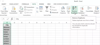 Ocorrências de contagem do Excel : Copiar dados em uma nova coluna e aplicar Remover duplicações