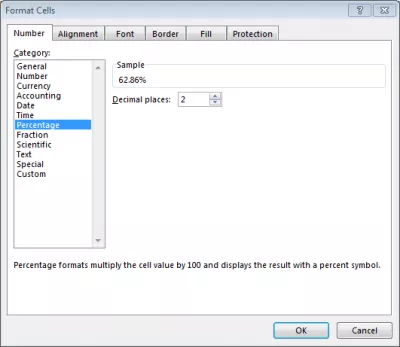 How to make a table look good in Excel : Select cells format type (number, percentage, …) 