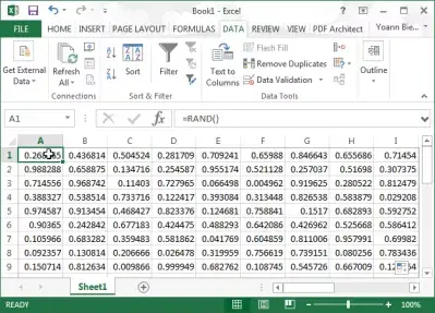 Хүснэгтийг Шилжүүлэхийн Оронд Excel-Ийн Гүйлгэх : А1 нүд сонгогдсон