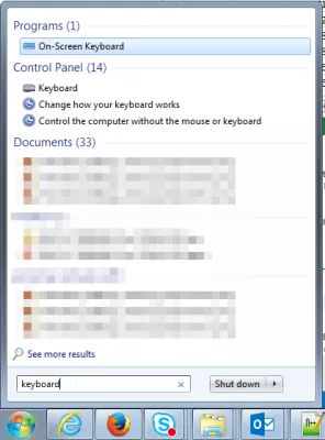 Excel: flèche directionnelle pour changer de cellule [RESOLU] : Rechercher une application de clavier à l'écran dans le menu Démarrer de Windows