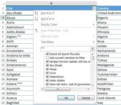 Filtro jolly di Excel : Il carattere jolly di Excel *** non restituisce la stringa contenente i caratteri