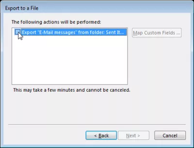 Export OutLook contacts to CSV : Selection of actions to perform