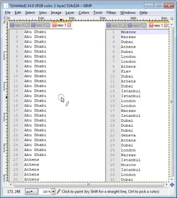 GIMP desenha uma linha reta ou uma flecha : Ponto de partida da ferramenta de linha GIMP