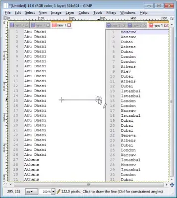 GIMP desenha uma linha reta ou uma flecha : Ferramenta de linha reta GIMP