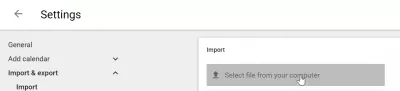 How to import ICS file into Google Calendar : Browse for the .ICS file to import