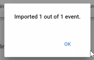 How to import ICS file into Google Calendar : Events importation confirmation