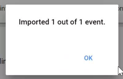 Conas comhad ICS a allmhairiú isteach i Google Calendar : Deimhniú allmhairithe imeachtaí