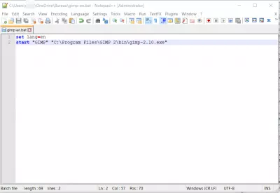 Comment changer la langue de GIMP? : Script Windows pour démarrer GIMP en anglais