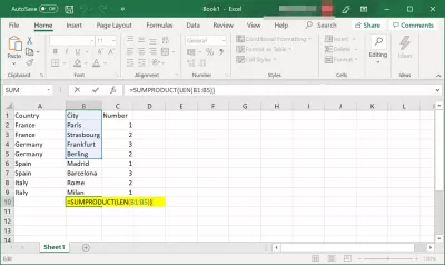 Como contar o número de células e os caracteres em uma célula no Excel? : Usando funções para contar caracteres nas células